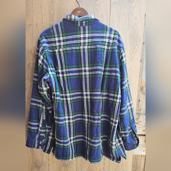 L.L. Bean Blue and Green Plaid Chore Coat Sweater VTG - Picture 3 of 4